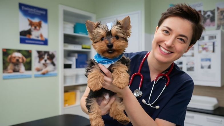 Veterinaria feliz por usar una estrategia SEO en España en su estrategia de marketing veterinario